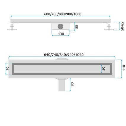 REA-G2742 - Caniveau d'évacuation NEOX PRO 70 cm, doré