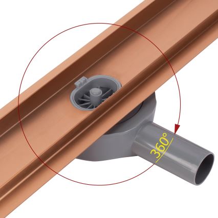 REA-G4800 - Caniveau d'évacuation NEOX PRO 60 cm, cuivre brossé