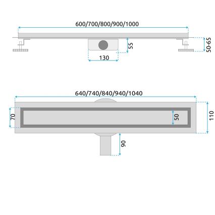 REA-G4800 - Caniveau d'évacuation NEOX PRO 60 cm, cuivre brossé