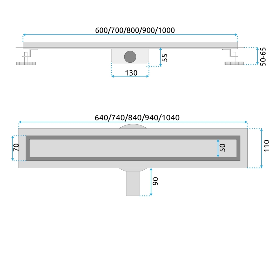 REA-G4800 - Caniveau d'évacuation NEOX PRO 60 cm, cuivre brossé