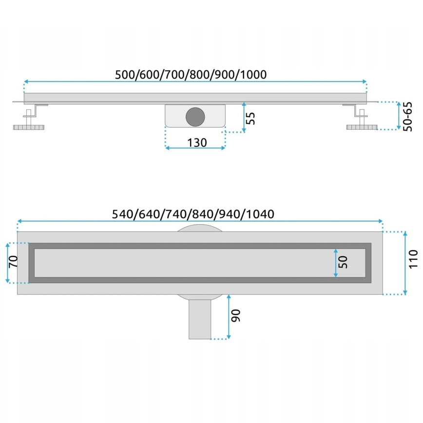REA-G5806 - Caniveau d'évacuation NEOX PRO 50 cm nickel