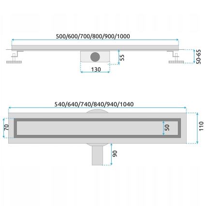 REA-G5811 - Caniveau d'évacuation NEOX PRO 100 cm nickel