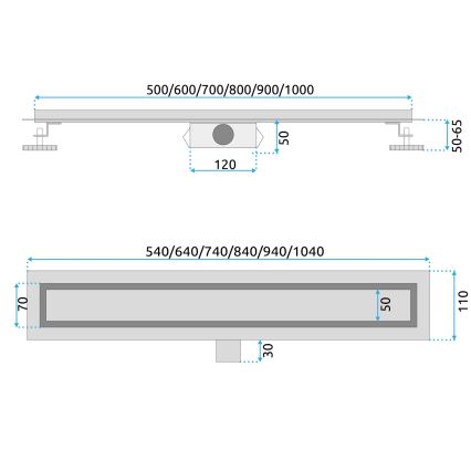 REA-G6605 - Caniveau d'évacuation PURE NEOX 100 cm, noir mat