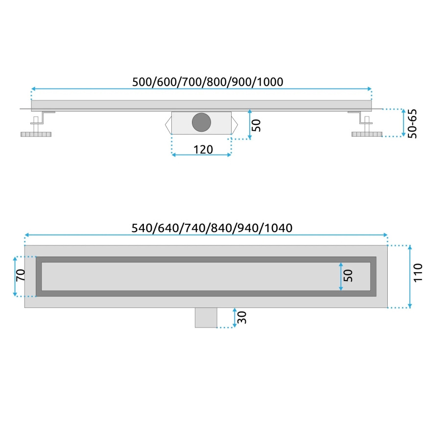 REA-G6605 - Caniveau d'évacuation PURE NEOX 100 cm, noir mat