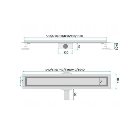 REA-G7802 - Caniveau d'évacuation NEOX PRO 70 cm en acier inoxydable/noir