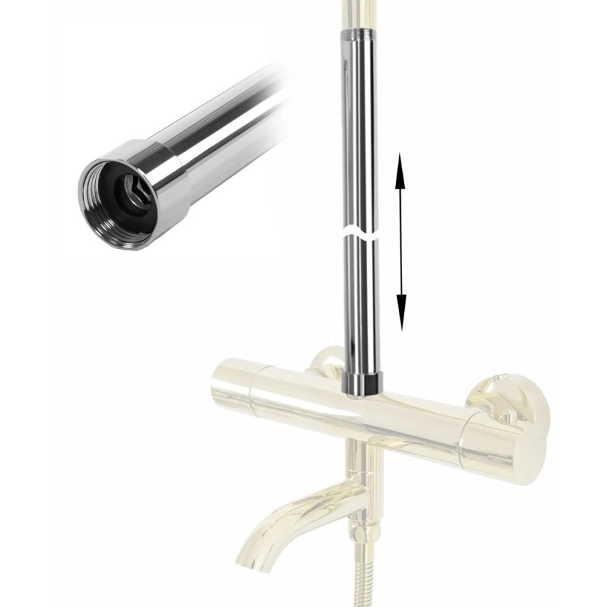 REA-K0881 - Barre d'extension pour ensemble douche/baignoire 51,5 cm, chrome brillant