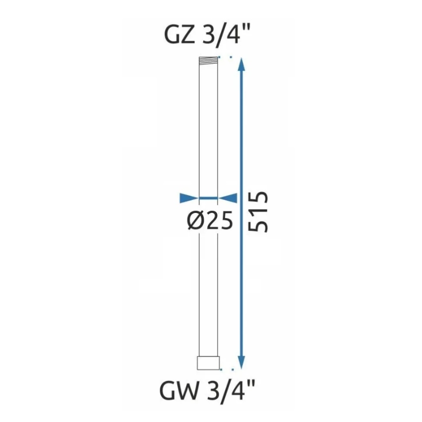 REA-K0881 - Barre d'extension pour ensemble douche/baignoire 51,5 cm, chrome brillant