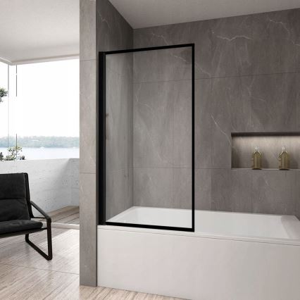 REA-K7390 - Paroi de baignoire LAGOS 140x80 cm noir/transparent