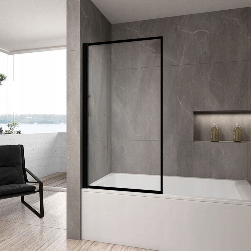 REA-K7390 - Paroi de baignoire LAGOS 140x80 cm noir/transparent