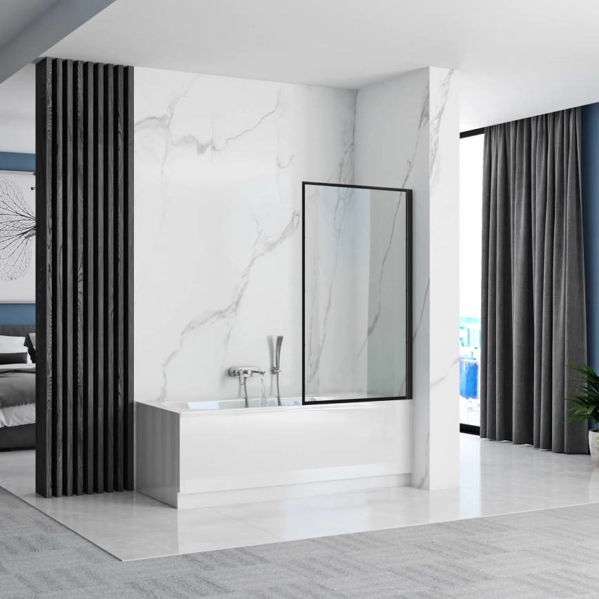REA-K7632 - Paroi de baignoire mobile LAGOS 140x70 cm noire/transparente