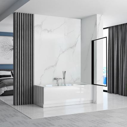 REA-K7632 - Paroi de baignoire mobile LAGOS 140x70 cm noire/transparente