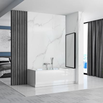 REA-K7632 - Paroi de baignoire mobile LAGOS 140x70 cm noire/transparente