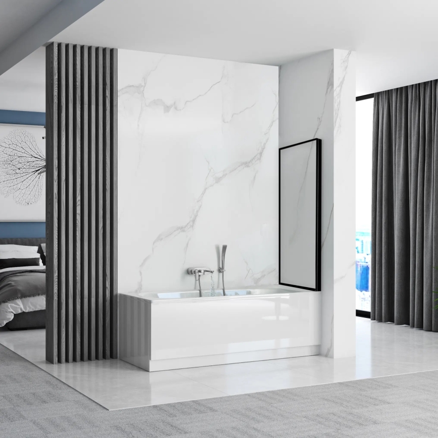 REA-K7632 - Paroi de baignoire mobile LAGOS 140x70 cm noire/transparente
