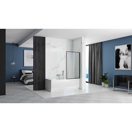 REA-K7632 - Paroi de baignoire mobile LAGOS 140x70 cm noire/transparente