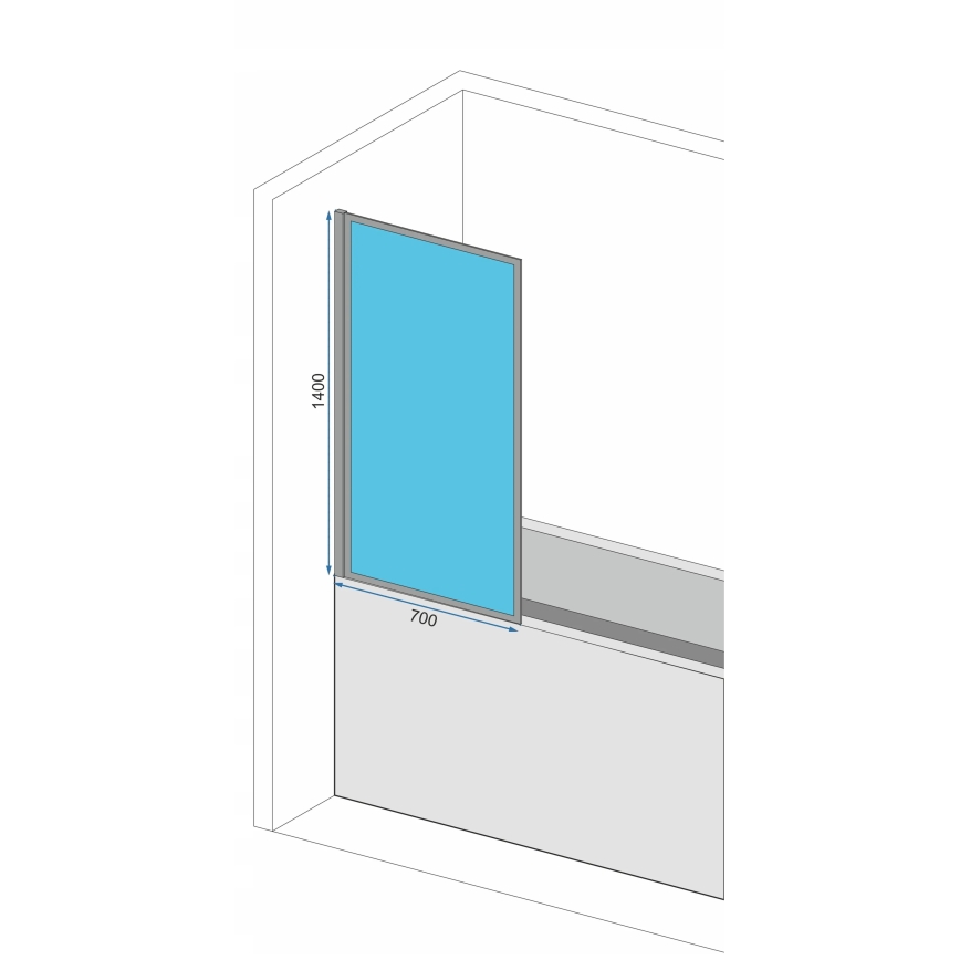 REA-K7632 - Paroi de baignoire mobile LAGOS 140x70 cm noire/transparente