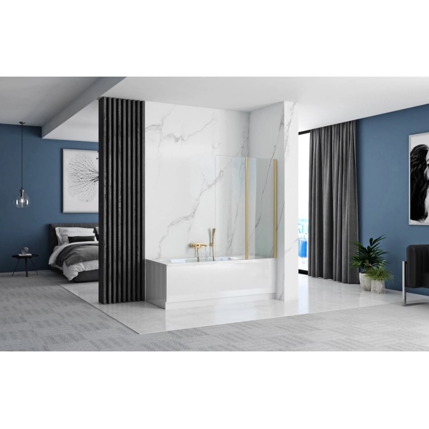 REA-K9777 - Paroi de baignoire pliante AGAT 140x100 cm doré brossé/transparent