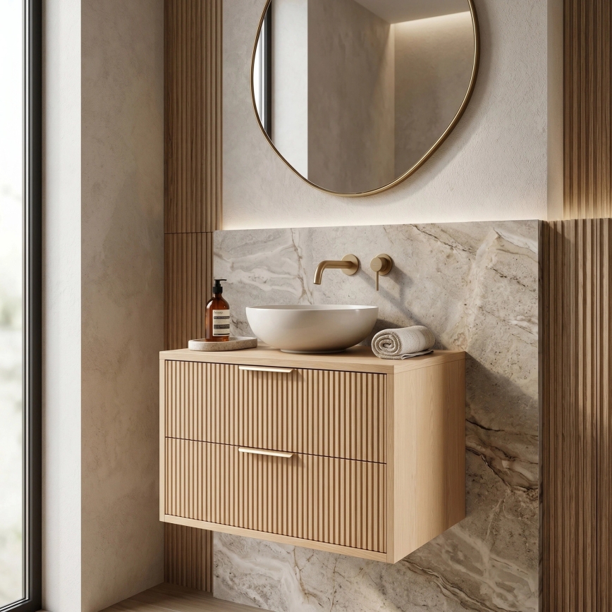 REA-M0408 - Meuble suspendu sous-vasque MONO 60 x 47 cm beige