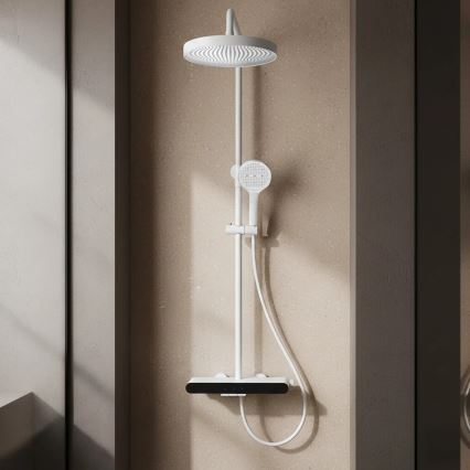 REA-P0353 - Ensemble de douche avec mitigeur FAREL, finition blanc mat
