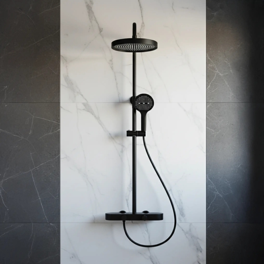 REA-P0360 - Ensemble de douche CREO avec mitigeur, noir mat