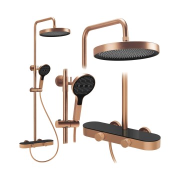 REA-P0362 - Ensemble de douche avec mitigeur CREO en cuivre brossé