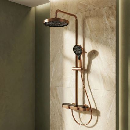 REA-P0362 - Ensemble de douche avec mitigeur CREO en cuivre brossé