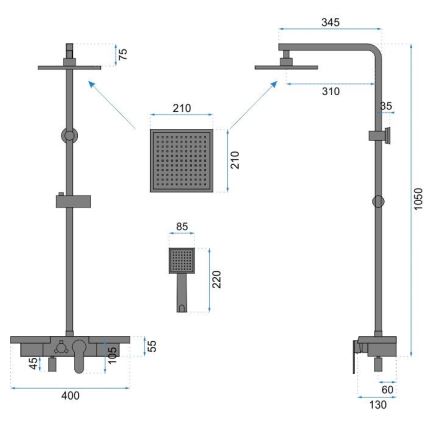 REA-P0636 - Ensemble de douche avec mitigeur BRAVO, finition noir mat