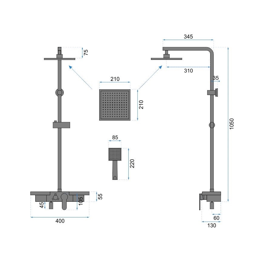 REA-P0636 - Ensemble de douche avec mitigeur BRAVO, finition noir mat