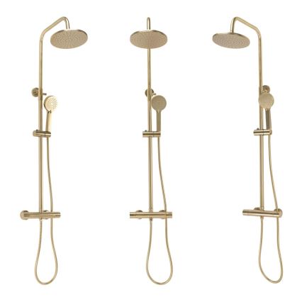 REA-P2323 - Kit de douche avec mitigeur thermostatique PAROT, finition dorée brossée