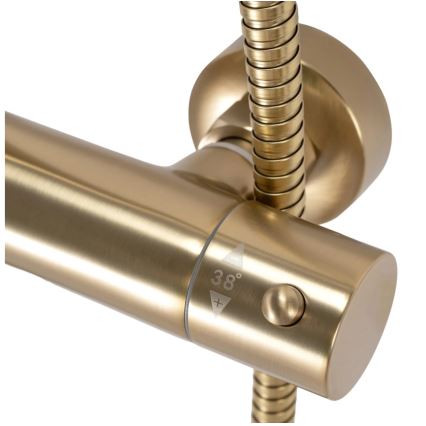 REA-P2323 - Kit de douche avec mitigeur thermostatique PAROT, finition dorée brossée