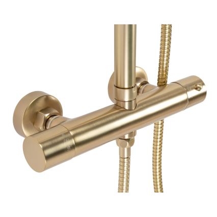 REA-P2323 - Kit de douche avec mitigeur thermostatique PAROT, finition dorée brossée