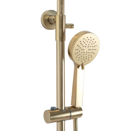 REA-P2323 - Kit de douche avec mitigeur thermostatique PAROT, finition dorée brossée