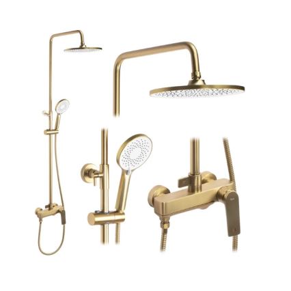 REA-P2400 - Ensemble de douche avec mitigeur AVALON, doré brossé