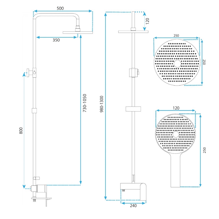REA-P2418 - Ensemble de douche avec mitigeur AVALON, finition cuivre brossé