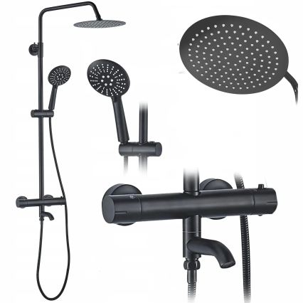 REA-P4113 - Kit de douche avec mitigeur thermostatique LUNGO noir mat