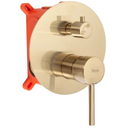 REA-P4160 - Ensemble de douche avec mitigeur encastré LUNGO, finition dorée brossée