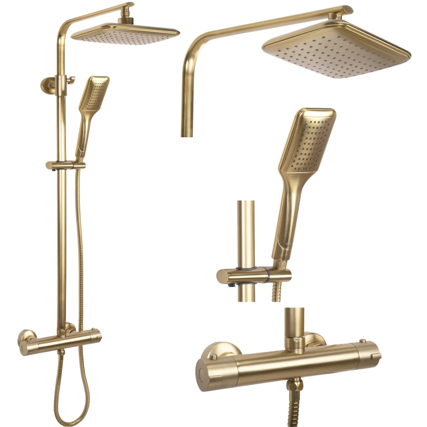 REA-P5004 - Ensemble de douche TOM avec mitigeur thermostatique, en or brossé