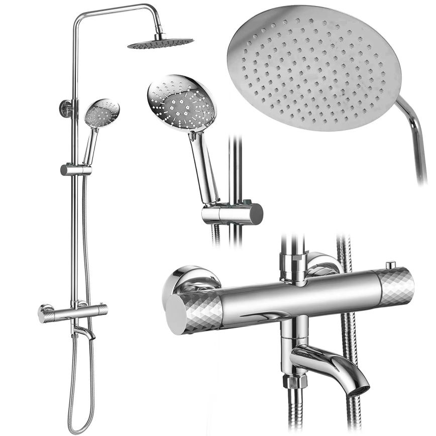 REA-P5961 - Ensemble de douche avec mitigeur thermostatique LUNGO DIAMOND chrome brillant