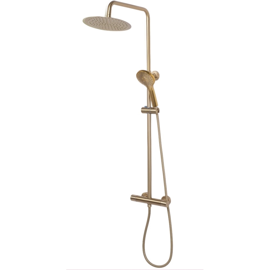 REA-P6602 - Ensemble de douche avec mitigeur thermostatique VINCENT, finition dorée brossée
