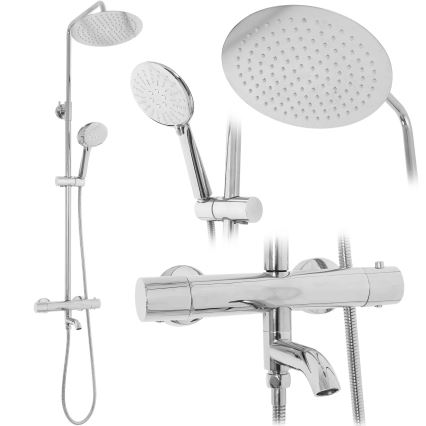 REA-P6607 - Ensemble de douche LUNGO avec mitigeur thermostatique, chrome brillant