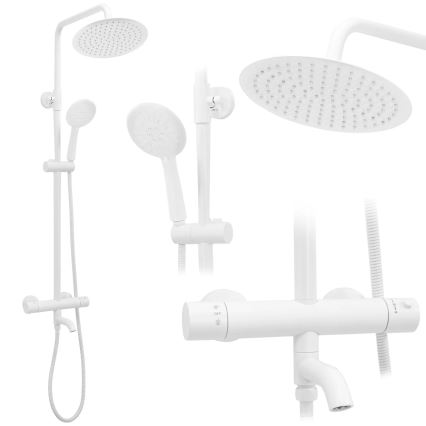 REA-P6608 - Ensemble de douche avec mitigeur thermostatique LUNGO blanc mat