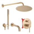 REA-P6609 - Ensemble de douche LUNGO avec mitigeur encastré, finition dorée brossée