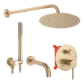 REA-P6609 - Ensemble de douche LUNGO avec mitigeur thermostatique encastré, finition or brossé