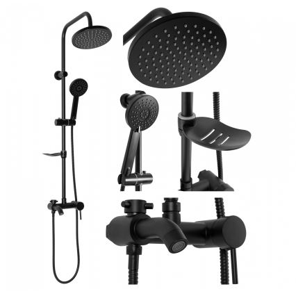 REA-P7005 - Ensemble de douche LUIS avec mitigeur, finition noir mat