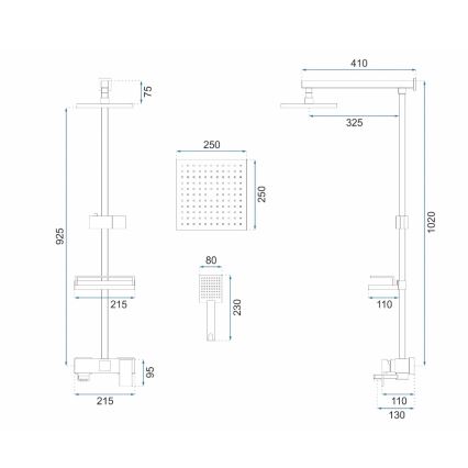 REA-P7050 - Kit de douche avec mitigeur JACK, finition en or brossé
