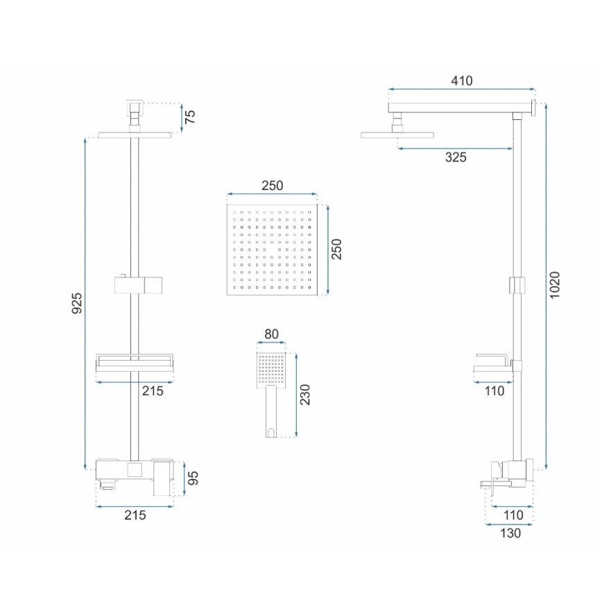 REA-P7050 - Kit de douche avec mitigeur JACK, finition en or brossé
