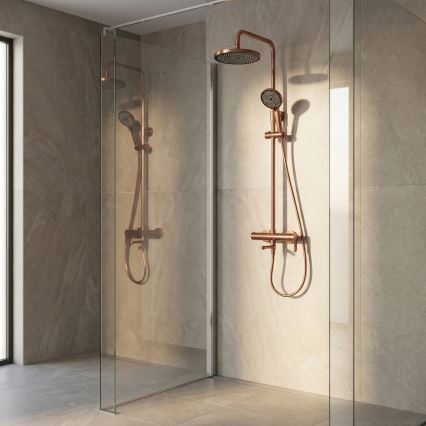 REA-P8715 - Ensemble de douche ARCOS avec mitigeur, finition cuivre brossé