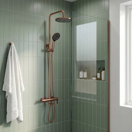 REA-P8715 - Ensemble de douche ARCOS avec mitigeur, finition cuivre brossé