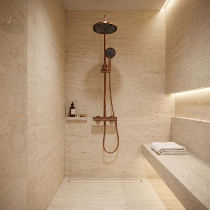 REA-P8715 - Ensemble de douche ARCOS avec mitigeur, finition cuivre brossé