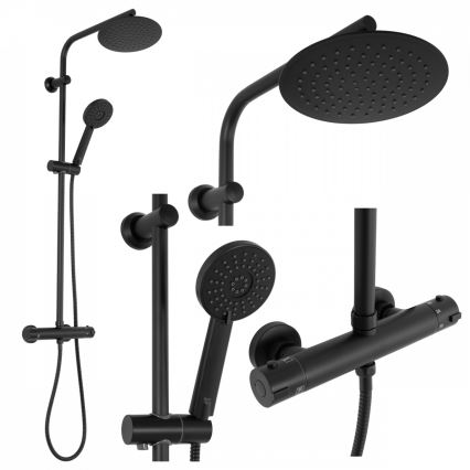 REA-P8804 - Ensemble de douche avec mitigeur thermostatique BLISS noir mat