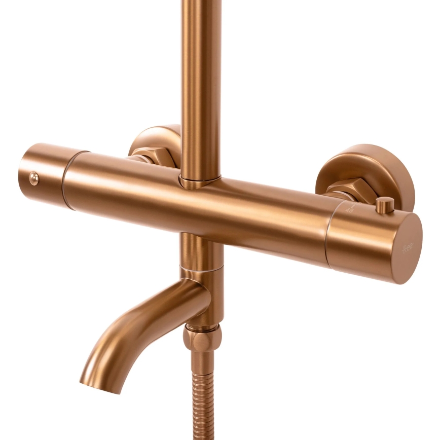 REA-P8807 - Ensemble de douche LUNGO avec mitigeur thermostatique, finition cuivre brossé